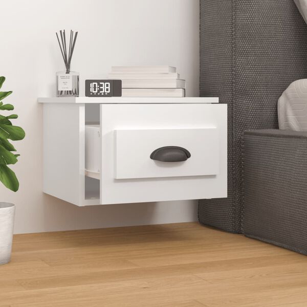 vidaXL Wand-Nachttische 2 Stk. Hochglanz-Wei&szlig; 41,5x36x28 cm