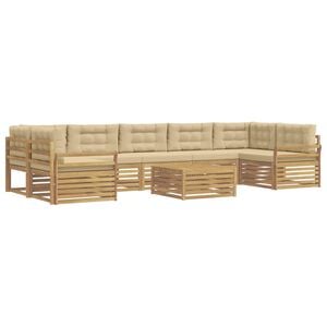 vidaXL Outdoor-Sofagarnitur 8 Stk. Wei&szlig; und Beige Massivholz Akazie
