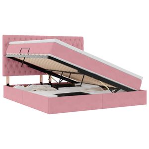 vidaXL LED-Speicherbett mit Matratze Rosa 180 x 200 cm Samt