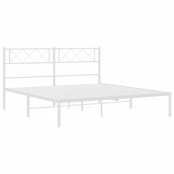 vidaXL Bettgestell mit Kopfteil Metall Wei&szlig; 120x200 cm