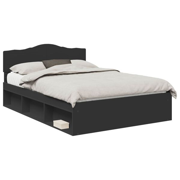 vidaXL Bettrahmen Schwarz 150 x 200 cm Massives Kiefernholz