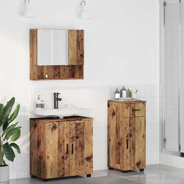 vidaXL Badezimmerm&ouml;bel-Set 3 pcs Altholz Holzwerkstoff & Metall