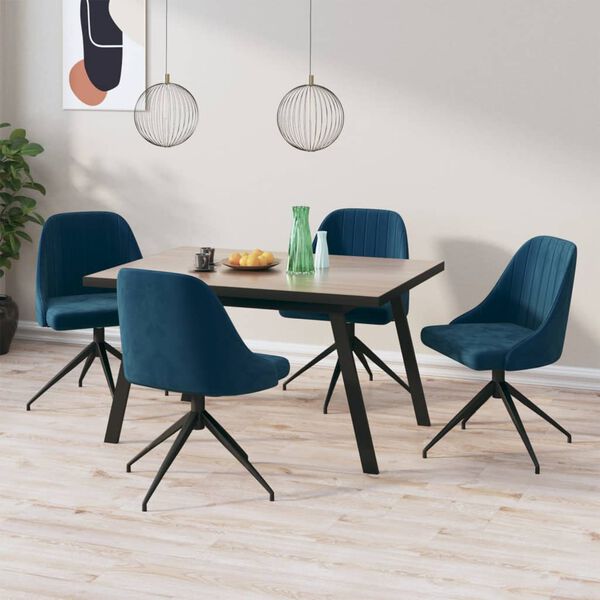 vidaXL Esszimmerst&uuml;hle 4 Stk. Blau Samt