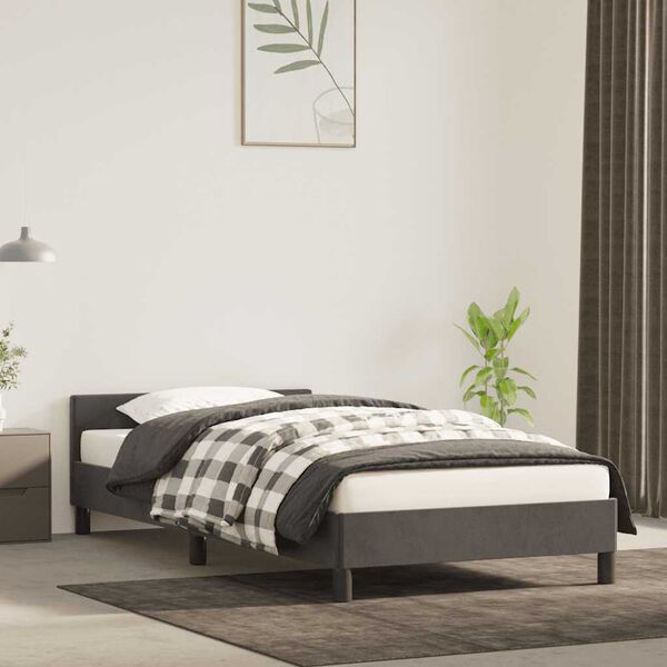 vidaXL Bettgestell ohne Matratze Dunkelgrau 100x200 cm Samt
