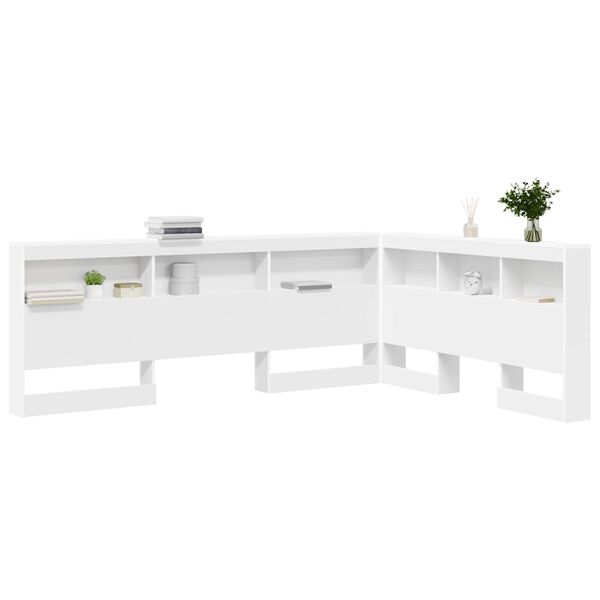 vidaXL Aufbewahrungskopfteil mit Regal Wei&szlig; 140 cm Holzwerkstoff