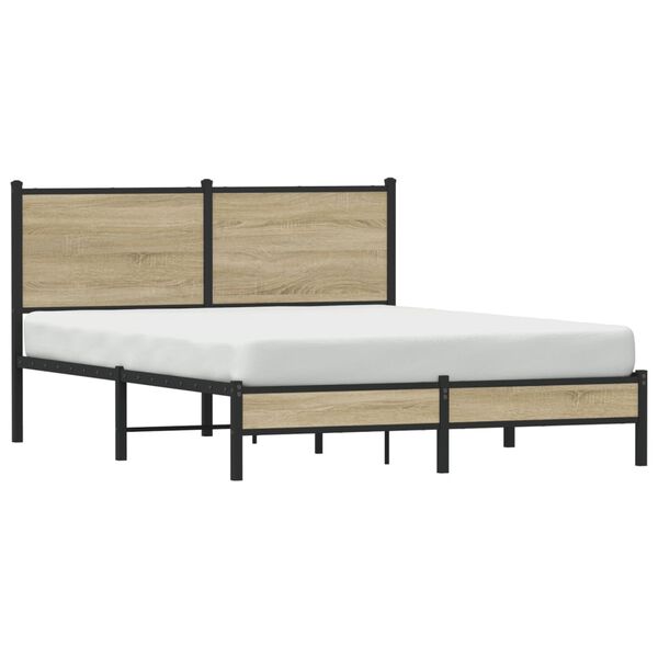 vidaXL Metallbett ohne Matratze Sonoma-Eiche 140x190 cm