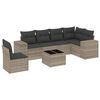 vidaXL 7-tlg. Garten-Sofagarnitur mit Kissen Hellgrau Poly Rattan