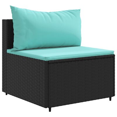 vidaXL 6-tlg. Garten-Sofagarnitur mit Kissen Schwarz Poly Rattan