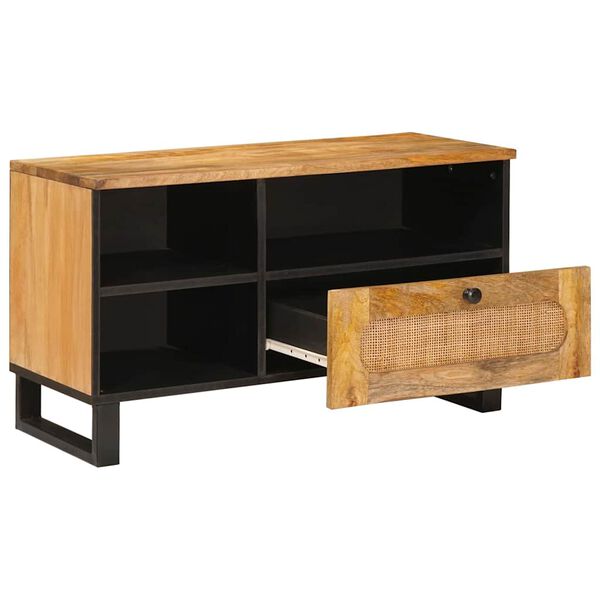 vidaXL TV-Schr&auml;nk mit Regal Braun 80 x 33 x 46 cm Massivholz Mango