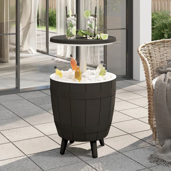 vidaXL 3-in-1 Tisch mit Eisk&uuml;hler Schwarz Polypropylen