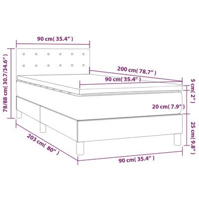 vidaXL Boxspringbett mit Matratze & LED Schwarz 90x200 cm Kunstleder