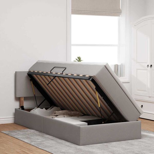 vidaXL Aufbewahrungsbett mit Matratze Taupe 90 x 200 cm Holzwerkstoff