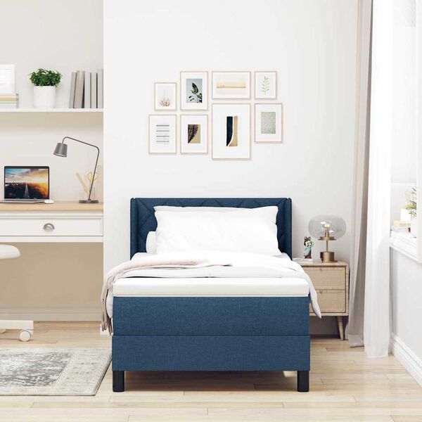 vidaXL Boxspringbett mit Matratze mit Matratze Blau 100 x 200 cm