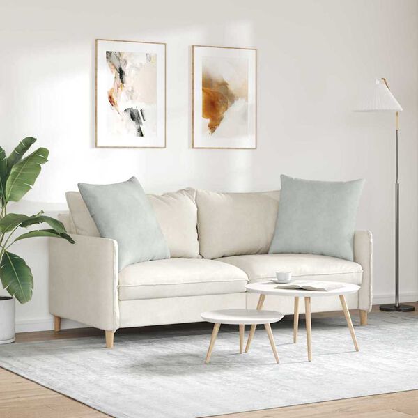 vidaXL Sofakissen 2 St&uuml;ck Hellgrau 80 x 80 cm Cordstoff