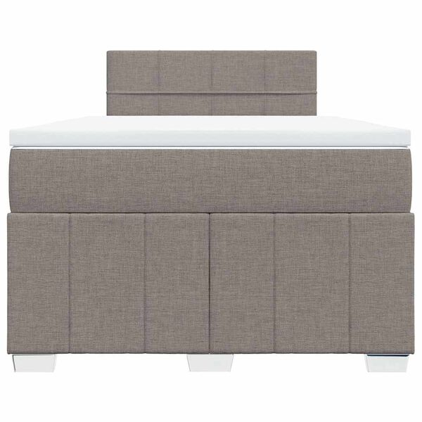 vidaXL Boxspringbett mit Matratze Taupe 120x200 cm Stoff