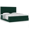 vidaXL Ottoman-Bett mit Matratzen Dunkelgr&uuml;n 200x200 cm Samt