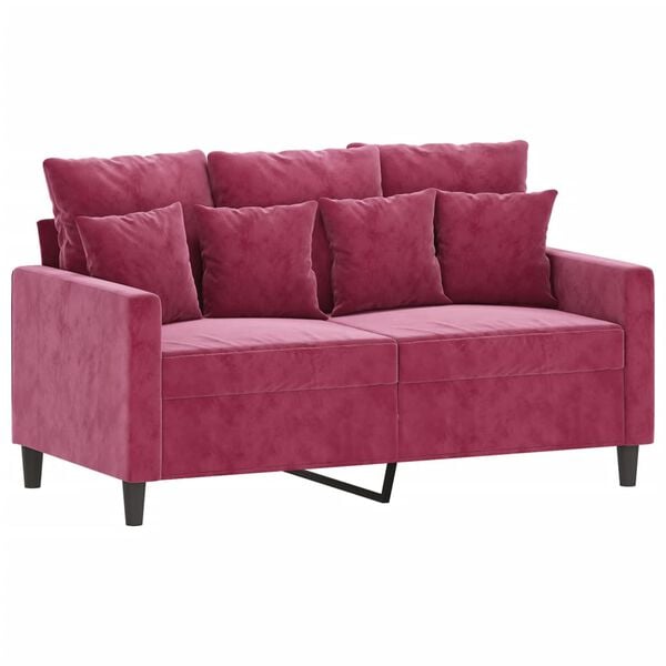 vidaXL 3-tlg. Sofagarnitur mit Kissen Weinrot Samt