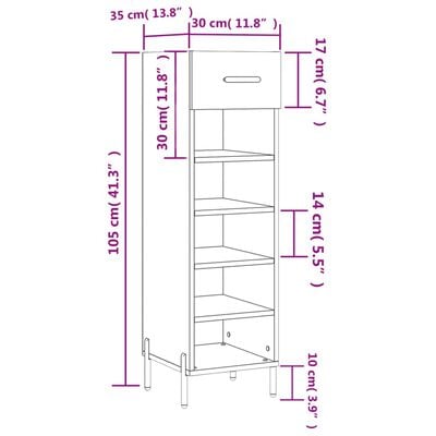 vidaXL Schuhschrank Hochglanz-Weiß 30x35x105 cm Holzwerkstoff