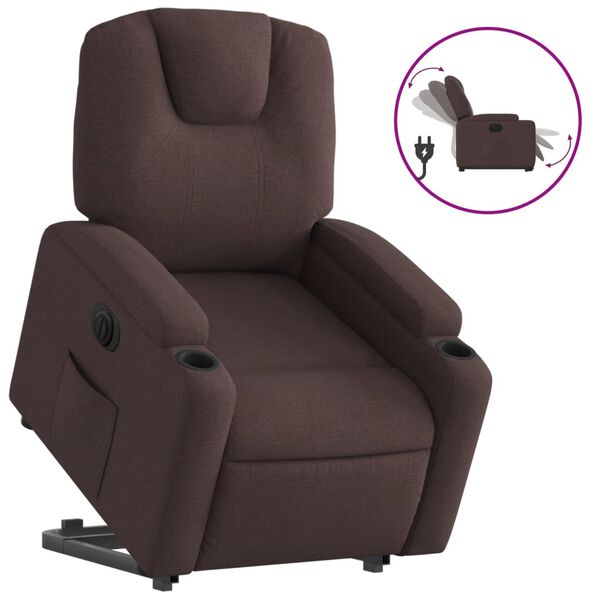 vidaXL Relaxsessel mit Aufstehhilfe Elektrisch Dunkelbraun Stoff