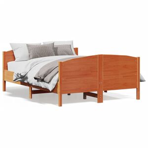 vidaXL Massivholzbett ohne Matratze Wachsbraun 160x200 Kiefernholz