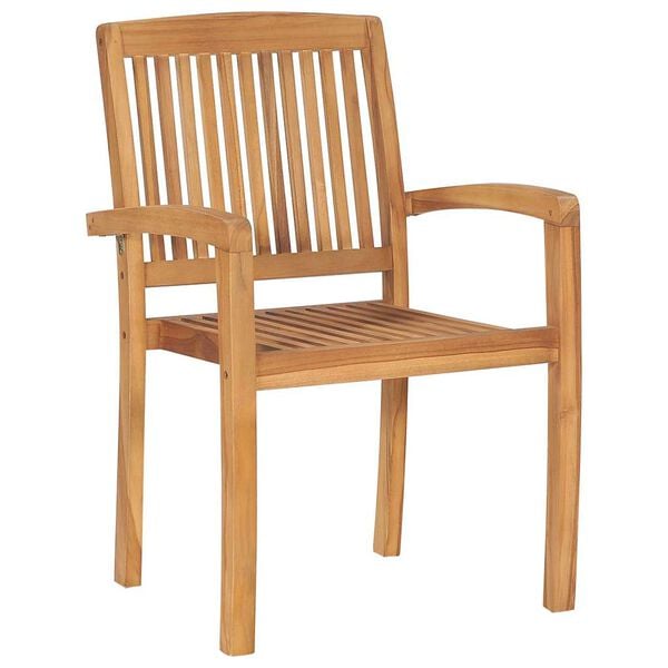 vidaXL Stapelbare Gartenst&uuml;hle mit Kissen 8 Stk. Massivholz Teak