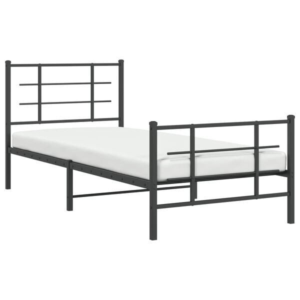 vidaXL Bettgestell mit Kopf- und Fu&szlig;teil Metall Schwarz 90x200 cm