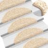 vidaXL Stufenmatten 15 Stk. 56x17x3 cm Creme Halbrund
