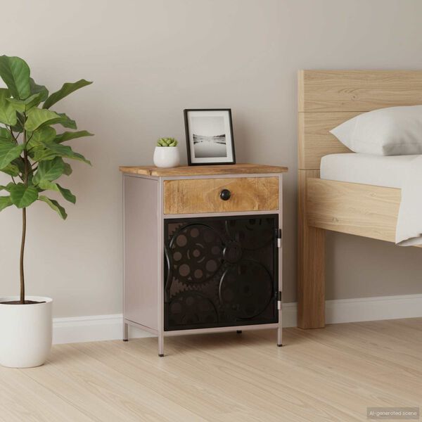 vidaXL Nachttisch 40x30x50 cm Raues Mangoholz