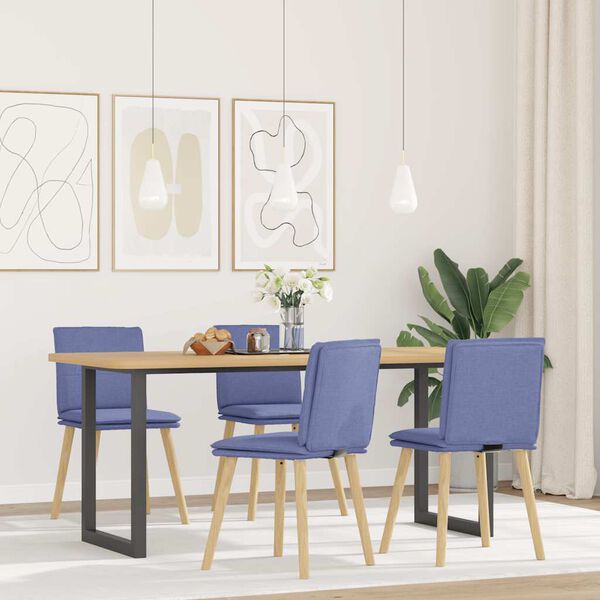 vidaXL Esszimmerst&uuml;hle 4 Stk. Jeansblau Stoff