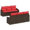 vidaXL Sofa Set 7 stk. 3-Sitzanzahl Braun und Rot Poly Rattan