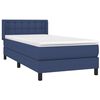 vidaXL Boxspringbett mit Matratze Blau 100x200 cm Stoff