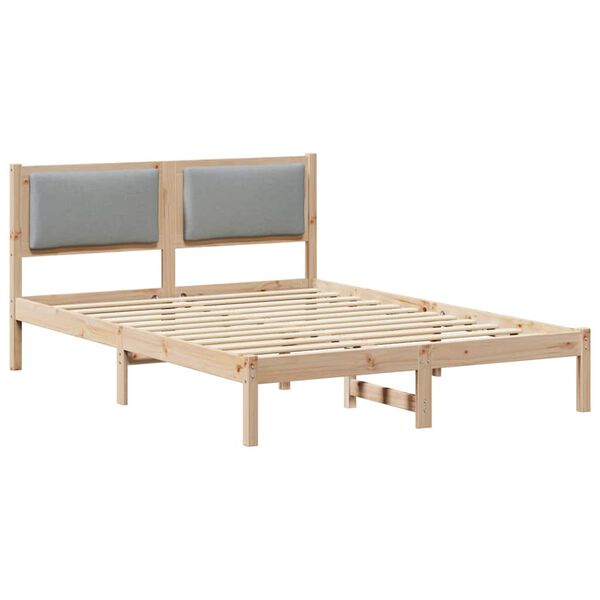 vidaXL Bettrahmen Hellgrau 150 x 200 cm Massives Kiefernholz