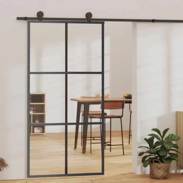 vidaXL Schiebet&uuml;r mit Beschlag ESG-Glas & Aluminium 102x205 cm