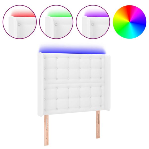 vidaXL LED Kopfteil Wei&szlig; 103x16x118/128 cm Kunstleder