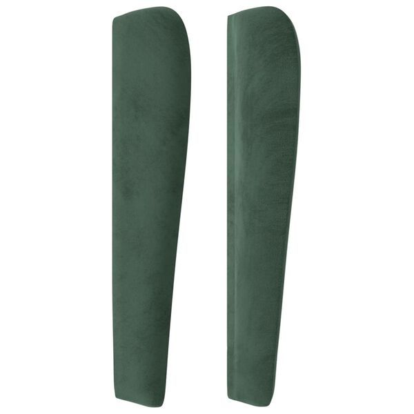vidaXL Kopfteil mit Ohren Dunkelgr&uuml;n 203x23x118/128 cm Samt