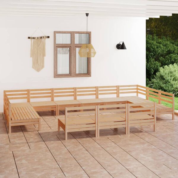 vidaXL 13-tlg. Garten-Lounge-Set Massivholz Kiefer