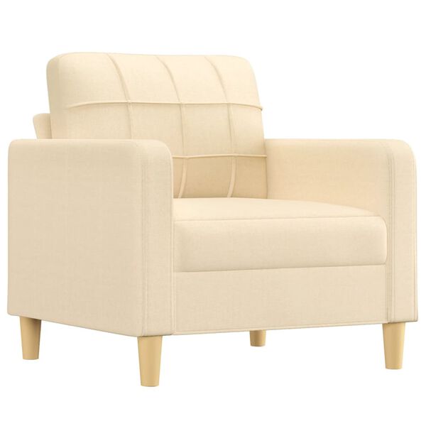 vidaXL Sessel mit Hocker Creme 60 cm Stoff