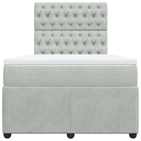 vidaXL Boxspringbett mit Matratze Hellgrau 120x190 cm Samt