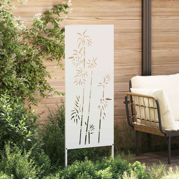 vidaXL Garten Sichtschutz-Leinwand Floral Wei&szlig; 50 x 140 cm