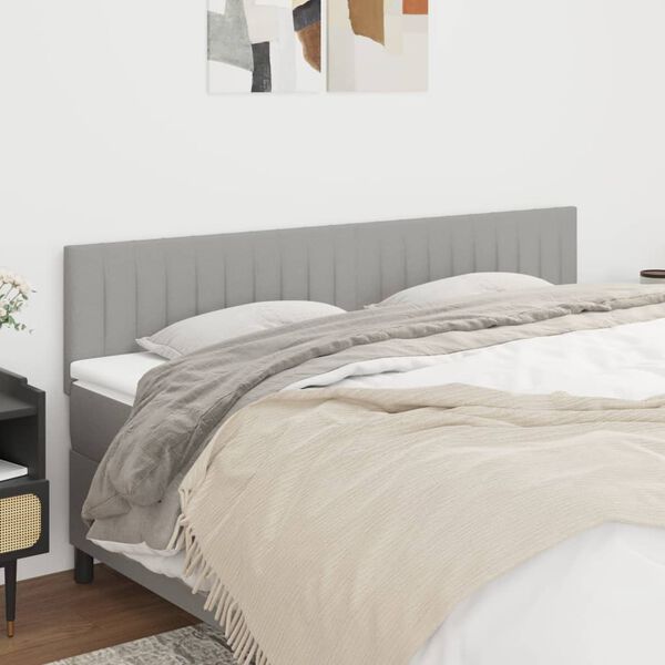 vidaXL Kopfteile Hellgrau 200x5x78/88 cm Stoff