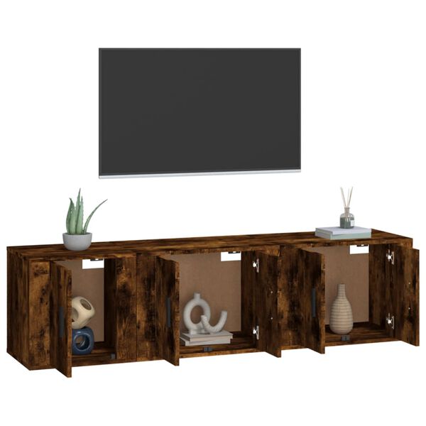 vidaXL 3-tlg. TV-Schrank-Set R&auml;uchereiche Holzwerkstoff