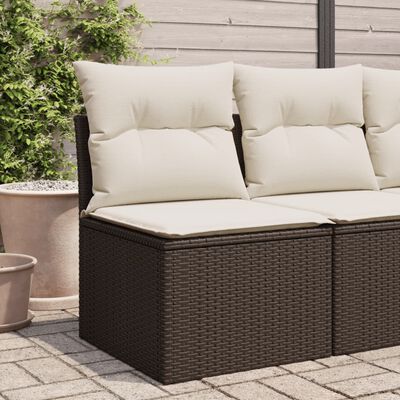 vidaXL Gartensessel ohne Armlehnen mit Kissen Braun Poly Rattan