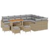 vidaXL Gartensofa-set 13 Stk. 8-Sitzanzahl Beige Poly Rattan