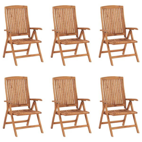 vidaXL Verstellbare Gartenst&uuml;hle mit Auflagen 6 Stk. Massivholz Teak