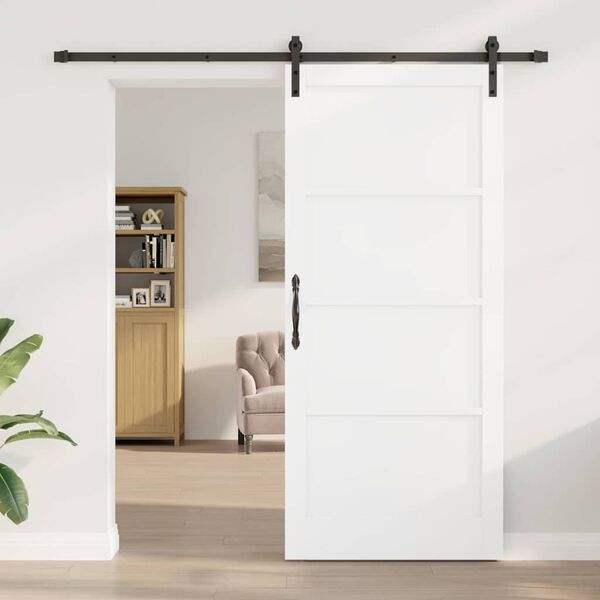 vidaXL Schiebet&uuml;r Wei&szlig; 93 x 211 cm Massives Kiefernholz