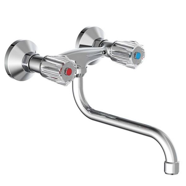 SCH&Uuml;TTE Wand-Sp&uuml;ltischarmatur mit 2 Griffen BRILLANT Chrom