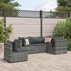 vidaXL 5-tlg. Garten-Lounge-Set mit Kissen Grau Poly Rattan