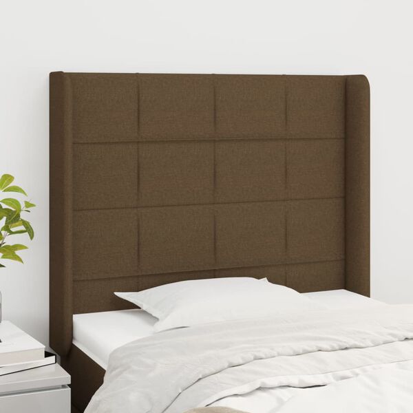 vidaXL Kopfteil mit Ohren Dunkelbraun 83x16x118/128 cm Stoff