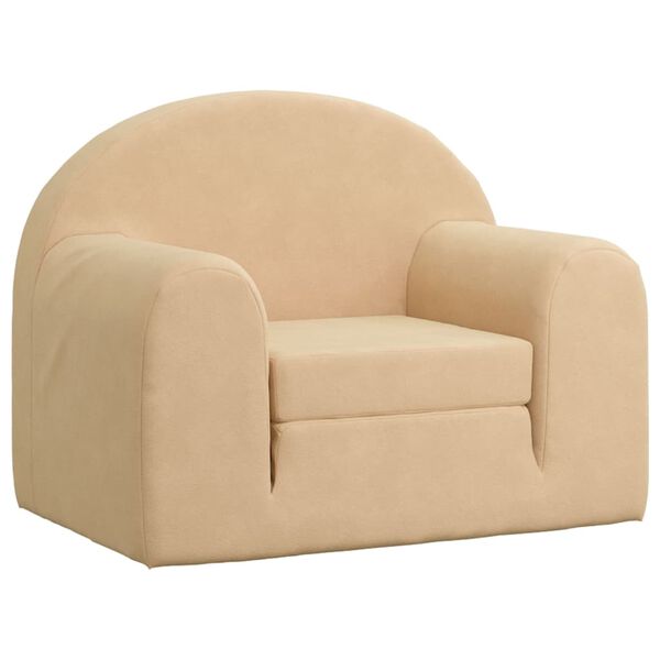 vidaXL Schlafsofa f&uuml;r Kinder Creme Weicher Pl&uuml;sch