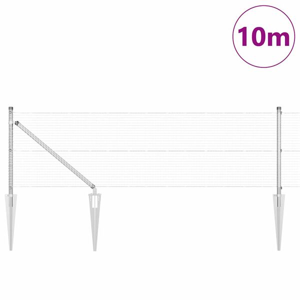 vidaXL Zaunpfosten Silber 10 x 0,6 m (19 x 19 mm Netz) Stahl